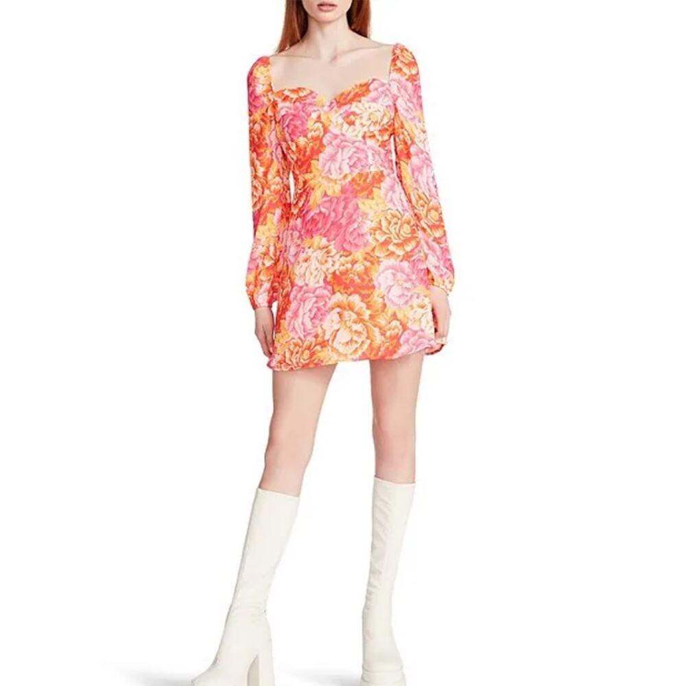 NWOT Steve Madden Women's Nicole Printed Sweetheart-Neck Mini Dress – Sz 8